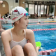 Women's special waterproof swimming cap for long hair, large head circumference, high elasticity, cute swimming cap, high appearance, white Kitty cat swimming cap + pink nose clip earplugs, long-wearing, waterproof