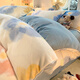 NanJiren (NanJiren) milk velvet four-piece autumn and winter thickened bed sheet and quilt cover double-sided plus velvet quilt cover and student dormitory three-piece set colorful flower + baby blue heat storage and warmth 1.5m bed sheet four-piece quilt cover 200*230
