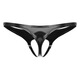 PYONGRAINS men's front hollow underwear sexy bright leather men's thong iron ring mid-low waist T-line underwear black sub-size S