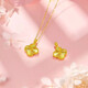 18K gold four-leaf clover filigree pendant Valentine's Day four-leaf clover shape lucky birthday gift necklace for girls yellow four-leaf clover