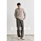 OSENSOSNES wool double-ply yarn waffle knitted half-open henley collar cardigan knitted sweater for men warm apricot color in stock M 170_92A_