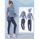 Vanstic Herbst und Winter Neue Fitnesskleidung für Frauen Internet Promi Lose Sportswear Langarm professionelles Training Yoga Set Grey Blue + Dunkelgrau Blau dreiteils Set TC15908 S