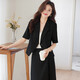 蓝色短款西装套装裙女薄款夏季小个子高级感气质职业西服外套短袖 粉色 单件外套（Ki826） 2XL