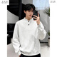 Wu Quanwan American style heavyweight velvet Henry collar inner layering shirt men's cleanfit simple right shoulder slim long-sleeved sweatshirt Black plus velvet models are in stock now Black plus velvet 5XL