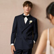 Guillaume de Mons men's suit 2025 new suit men's high-end double-breasted suit men's groom's wedding suit Prussian blue top + trousers 253026 54