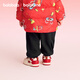 Balabala children's clothing children's velvet trousers boys and girls red New Year's greetings clothing blessing warm children's trousers