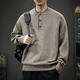 Chaotians autumn and winter new style 550g heavyweight Henry collar sweater men's American trend loose casual warm inner sweater trendy brown S 90-115Jin Jin is equal to 0.5 kg