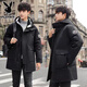 Playboy plus size plus size spring and autumn loose hooded college student casual winter fat trendy coat long men's windbreaker 621 black plus velvet 7XL wear 220-240Jin Jin is equal to 0.5 kg