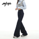 MJ STYLE American high-waisted boot-cut pants for women 2025 new autumn women's loose slimming bell-bottom jeans dark blue S