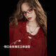 Fairy's Pocket Red Three-dimensional Rose V-neck Sweater Women's 2025 Autumn and Winter New Lazy Style Loose Top Rose Red M