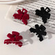 Retro flocked mini bow small clips for women winter side bangs clip princess hair shark clip hairpin flocked black small clips a pair
