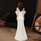 NYIG white evening dress for women 2025 new style temperament socialite niche sense adult ceremony fishtail long skirt versatile white fishtail long style M