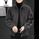 Playboy 2022 Autumn and Winter New Men's Jacket Thickened Warm Shearling Jacket Wool Men's Gray XL _Recommended 130-150Jin Jin equals 0.5kg