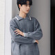 COMOKD COMOKD Autumn and Winter American Henry Collar Sweater Men's Casual Lazy Style Knitted Sweater Loose, Comfortable, Fashionable and Trendy Inner Top Medium Gray XL