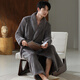 LangSha nightgown men's winter flannel warm plus velvet thickened long bathrobe coral velvet warm large size men's pajamas
