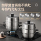 SUPOR (SUPOR) 304 stainless steel steamer double-layer thickened double-bottomed soup pot, front and back can be used for steamer induction cooker universal flip steam grid double layer 28cm
