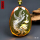 Amber school, one thing, one picture, one certificate, blue amber pendant, phoenix carving, ladies' hanging chain, natural amber sweater chain, pendant 13.27g 46*35*15mm