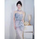 Mermaid evening dress for women 2025 new high-end engagement high-end light luxury niche French wedding toast dress light blue (no necklace) S
