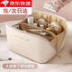 Portable cosmetic bag for women when going out 2025 new style high-looking large-capacity storage bag cosmetics partition for college students Milk Apricot White-XL