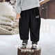 EMXEE children's clothing children's sweatpants thickened with velvet and warm pants for boys and girls sports versatile trousers winter floral gray plus velvet recommended temperature 5 C-15 C 80 cm 9-18 months