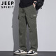 JEEP SPIRIT Jeep Overalls Men's Pants Men's Autumn and Winter Casual Pants Men's Multi-Pocket Men's Pants Military Green XL