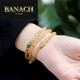 Banach Mirror Golden Hair Crystal Bracelet Women's Crystal 108 Buddha Beads Yellow Hair Crystal Gourd Bracelet Beads 6mm Three Circles