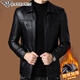 ARMANI EXCHANGE Armani lapel leather jacket men's velvet thickened leather jacket young and middle-aged jacket men's winter jacket regular style AG_BL813 black M 170