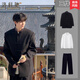 Locochi new Chinese style tunic suit suit for men spring and summer high-end Chinese style stand collar shoulder pad suit Tang suit jacket for men XZ26 tunic suit + white shirt + black trousers + tie 2XL recommended 135-155 Jin Jin equals 0.5 kg
