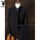 Playboy Chinese tunic suit for young men Chinese suit suit men Chinese stand collar casual jacket wedding dress two-piece trendy gray-TZ109 suit + pants XL 135Jin Jin equals 0.5 kg for inner wear