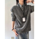 XUANSENTU American gray heavyweight long-sleeved T-shirt for men in autumn Henry collar Polo sweatshirt design stand-up collar inner layering shirt Gray 4XL Recommended 175-190Jin Jin equals 0.5kg