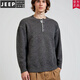 JEEP SPIRIT classic retro Henry collar American high-end knitted sweater for men 2025 new autumn and winter casual warm sweater dark gray M