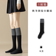 Modal calf socks, pressure socks, color matching, women's gray mid-calf summer black and white splicing long knee-high socks, pressure black socks, calf socks, gray and black, one size fits all