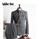 Walker Shop suit suit men's double-breasted suit autumn groom wedding wedding custom dress striped formal three-piece suit medium gray two-piece suit M