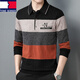 TOME BORNEK high-end 100% pure woolen sweater for men in spring and autumn knitted striped casual middle-aged dad thin long-sleeved sweater for men 1162 black red