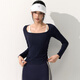 LULULOMDDW yoga wear women's Pilates training fitness slim running fitness long-sleeved T-shirt navy S