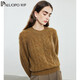 PALUOPO pure cashmere women's autumn and winter new round neck pullover sweater casual cable knit sweater ET2F8072R red brown color S 155/95