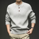 Playboy (PLAYBOY) spring and autumn men's thick knit sweater thick round neck sweater Henry collar three-button pullover sweater for men high-end MJ8523 light gray M /165/105