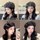 Hat beret for women with large head circumference, fashionable and western-style painter's hat, clouds, retro face, small and versatile, Korean style octagonal hat, gray, high-looking, cute, hearty, fashionable, Korean style, British style pumpkin hat, one size fits all (recommended head circumference 54-58cm)