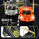 Jia Shi Tracción en las cuatro ruedas Pista de paso elevado de doble vía Pista de carreras de autos Diapositiva Tracción en las cuatro ruedas Tren pequeño para el hogar Coche eléctrico con control remoto para niños 14,8 metros Pista grande totalmente mejorada Coche de carreras rojo y azul con modelo de coche eléctrico + 4 coches + combinación libre de pista