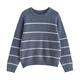 Chuyu sweater women's 2025 winter new style lazy striped round neck loose off-shoulder alpaca yarn slimming top light blue M