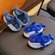Winter children's cotton slippers, boy's shark bag heel, warm and furry, cute girl's home baby anti-slip cotton slippers, blue slippers 12, 28/29 size (shoe length 17CM, suitable for feet 16