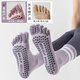 KINGXIAOJING German five-finger yoga socks non-slip women's summer Pilates indoor sports special fitness long tube toe floor 2 pairs of khaki + purple one size