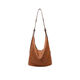 DAOR grid series collapsible bag vegetable tanned sheepskin double-ear bucket bag women's large capacity commuter shoulder crossbody bag caramel color