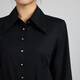 DEGRE ZERO Women's Long Sleeve Shirt Slim Fit Large Peak Collar Solid Color Commuting Fashion Shirt Stretch 2025 Autumn Black Large Peak Collar Gold Edge Pearl Button L (165/88A)