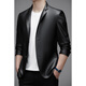 Fuguiniao (FUGUINIAO) 2025 New Korean Style Slim Small Suit Jacket Men's Spring and Autumn Leather Clothing Business Casual Leather Suit Jacket Trendy Brown M