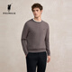 POLOWALK 100% sheep wool men's wool sweater 2025 winter new round neck pullover base layer black gray XL