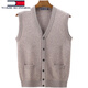 TOME BORNEK Tommy Tommy 100% wool sweater cardigan vest casual solid color V-neck knitted vest sleeveless knitted vest navy S 165