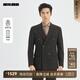 Lilang Shopping Mall Same Style SMART Suit Men's Double-Breasted Suit Nine-Point Pants Suit Striped 2025 Autumn Dark Brown Gray (25QXF251SA) 175A