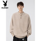 Playboy (PLAYBOY) brand sweater men's new winter henley collar sweater men's Japanese loose casual simple bottoming shirt men's apricot M