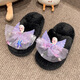 SKONWAT children's winter plush plush slippers, fashionable new girls' Elsa Princess home flat heel Baotou warm cotton slippers, white, size 26-27, inner length 18cm
